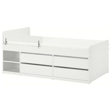 SLÄKT / NATTAPA Каркас кровати/отд+перекл+рееч дно - белый 90x200 см