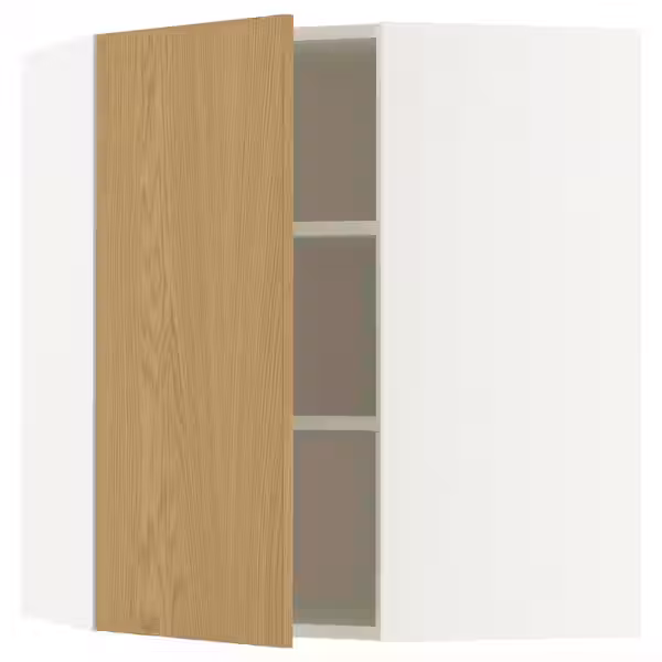 METOD Угловой навесной шкаф с полками - белый/Sinarp дубовый шпон 68x80 см - фото 1