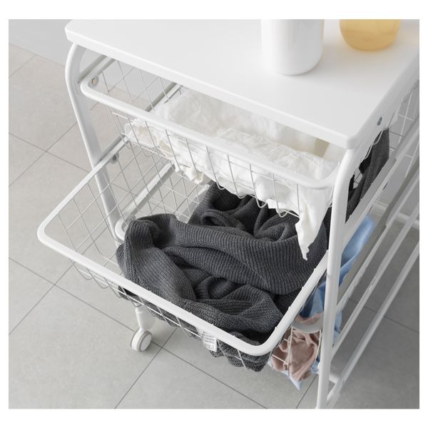 Рама, проволочная корзин, верхняя полка, колесики АЛЬГОТ, белый (41x60x78 см) - схема-чертеж с размерами