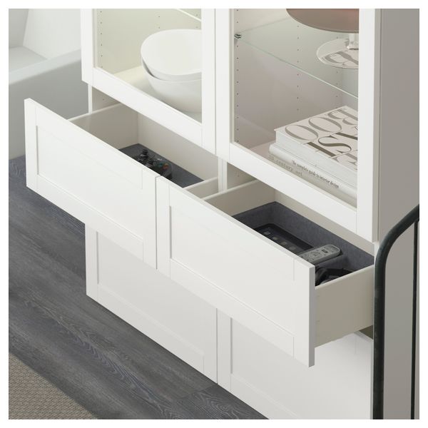 Комбинация для хранения со стеклянными дверцами БЕСТО, Ханвикен, Синдвик белый прозрачное стекло (120x40x192 см) - схема-чертеж с размерами