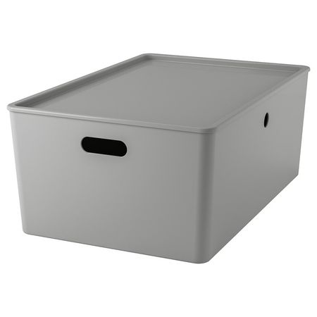 KUGGIS Контейнер с крышкой - светло-серый 37x54x21 см