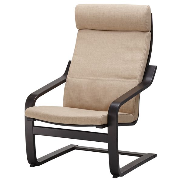 Подушка-сиденье на кресло ПОЭНГ, Шифтебу бежевый - схема-чертеж с размерами