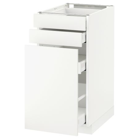 Напольный шкаф с выдвижными модулями, 2 фронтальные панели МЕТОД / МАКСИМЕРА, белый, Хэггеби белый