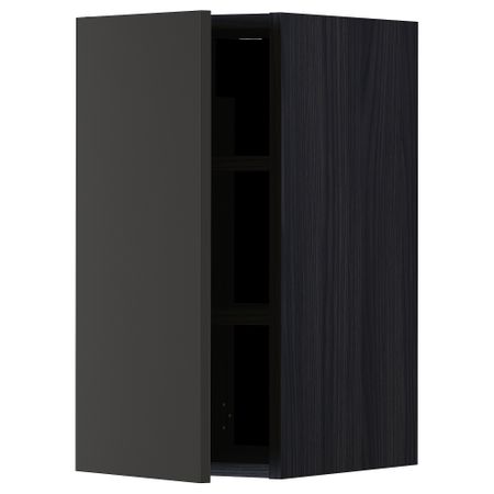 Навесной шкаф с полками, черный, Nickebo матовый антрацит, 30x60 см IKEA METOD МЕТОД 394.989.04