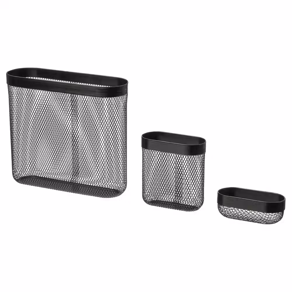 SKÅDIS Корзина для хранения, 3 шт. - чёрный - фото 1