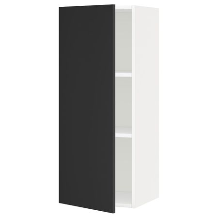 Шкаф навесной с полкой, белый/Юдевалла антрацит 40x100 см IKEA METOD МЕТОД 692.403.85
