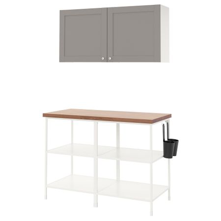 Комбинация для хранения, 123x63.5x207 см, белый, серый каркас IKEA BEGIVENHET БЕГИВЕНХЕТ 994.855.50