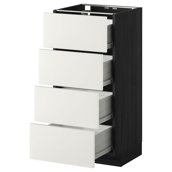 Напольный шкаф 4 фронтальных панели, 4 ящика МЕТОД / ФОРВАРА, черный, Хэггеби белый - схема-чертеж с размерами