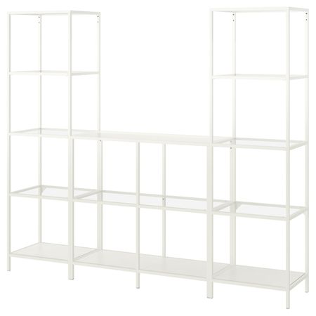 Комбинация для хранения, белый/стекло 202x36x175 см IKEA VITTSJÖ ВИТШЁ 192.945.59