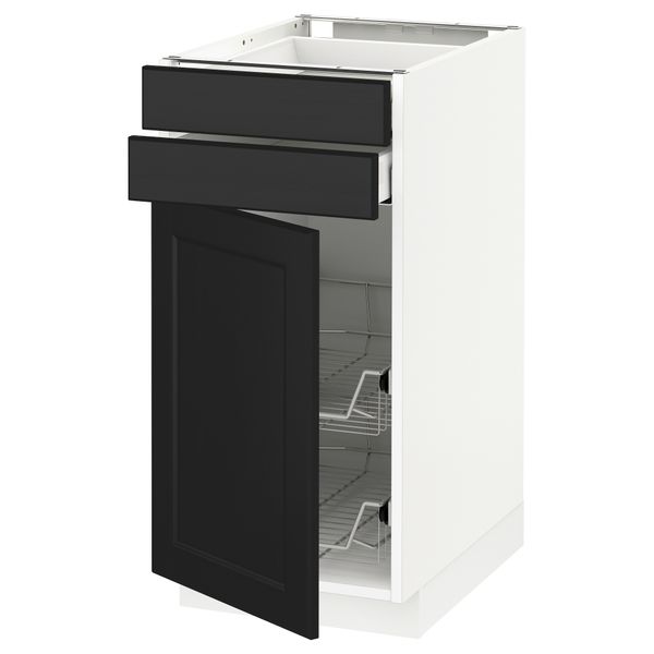 Напольный шкаф, дверца, 2 ящика, проволочных корзин МЕТОД / МАКСИМЕРА, белый, Лаксарби черно-коричневый - схема-чертеж с размерами