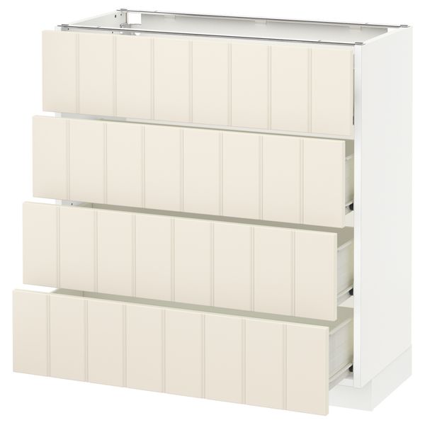 Напольный шкаф 4 фронтальных панели, 4 ящика МЕТОД / ФОРВАРА, белый, Хитарп белый с оттенком - схема-чертеж с размерами