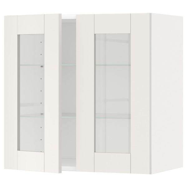 Навесной шкаф с полками, 2 стекло дв, белый/Сэведаль белый 60x60 см IKEA METOD МЕТОД 892.232.00 - фото 1
