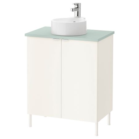 Шкаф под раковину с 2 дверцами ЛИЛЛОНГЕН/ВИСКАН / ГУТВИКЕН, белый, бледно-зеленый (62x40x87 см)