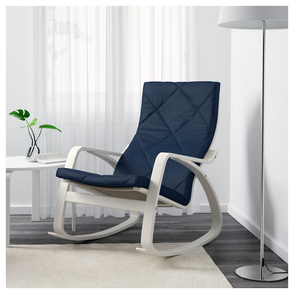 Кресло-качалка ПОЭНГ, белый, Эдум темно-синий - фото 2