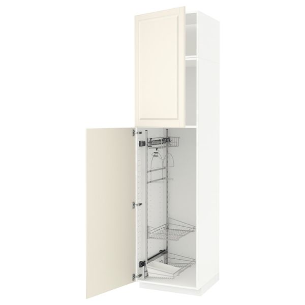 Высокий шкаф с отделением для аксессуаров для/уборки, белый/Будбин белый с оттенком 60x60x240 см IKEA METOD МЕТОД 794.456.59 - фото 1