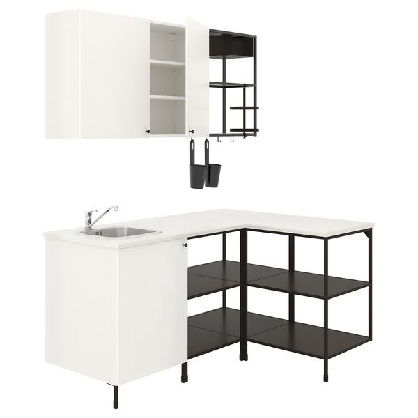 Угловая кухня, антрацит, белый IKEA BEGIVENHET БЕГИВЕНХЕТ 493.381.61 - фото 1