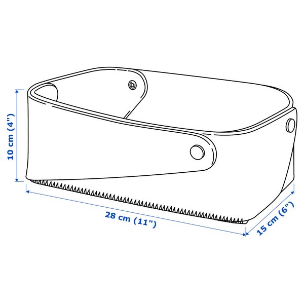 Корзина ПУДДА (15x28x10 см) - схема-чертеж с размерами