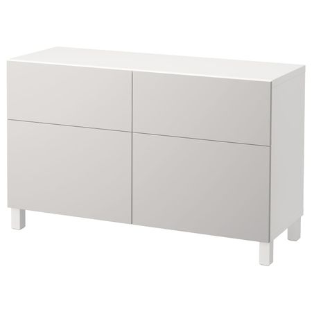 Комбинация для хранения с дверцами/ящ, белый/Лаппвикен светло-серый 120x40x74 см IKEA БЕСТО 392.492.31