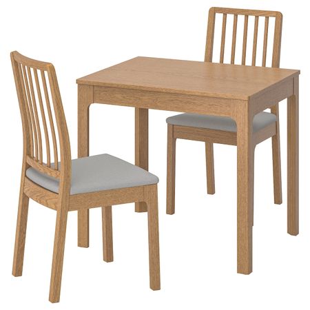 Стол и 2 стула, дуб/Рамна светло-серый 80/120 см IKEA EKEDALEN ЭКЕДАЛЕН / EKEDALEN ЭКЕДАЛЕН 292.394.40