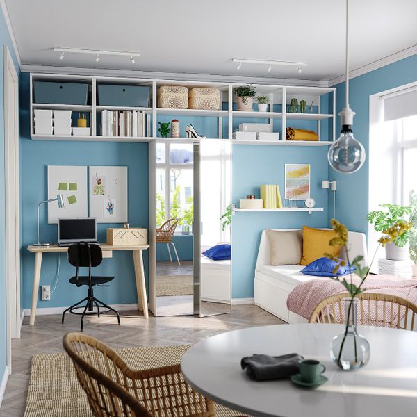 Гардероб 2-дверный, белый/СТРАУМЕН зеркальное стекло 320x42x241 см IKEA OPPHUS ОПХУС 694.369.95 - схема-чертеж с размерами