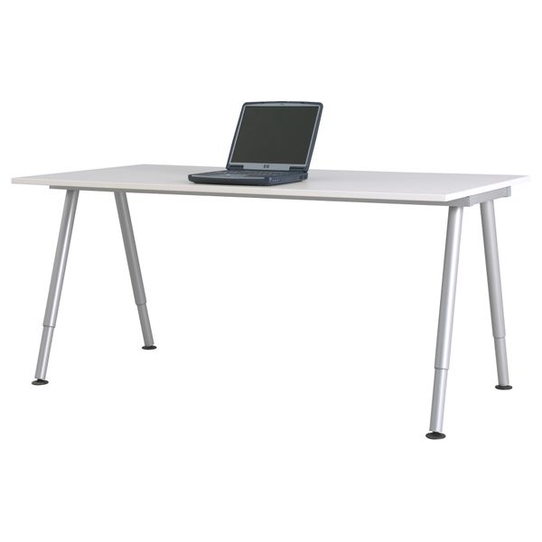 Письменный стол ГАЛАНТ, белый, серебристый (160x80 см) - схема-чертеж с размерами