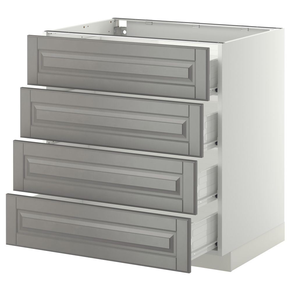 Напольный шкаф 4 фронтальных панели, 4 ящика МЕТОД / ФОРВАРА, белый, Будбин серый - схема-чертеж с размерами