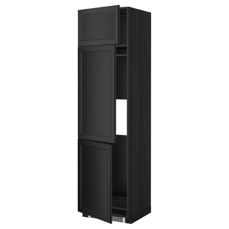 Высокий шкаф для холодильника или морозильника, с 3 дверями МЕТОД, черный, Лаксарби черно-коричневый