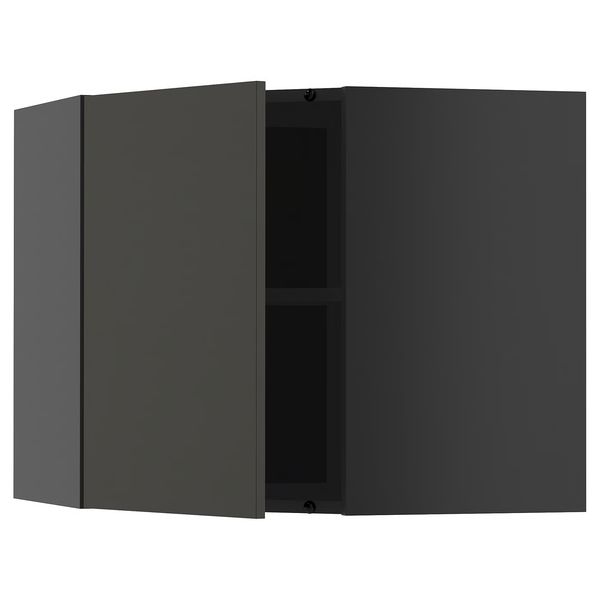 METOD Угловой навесной шкаф с полками - черно-серый/Nickebo матовый антрацит 68x60 см - фото 1