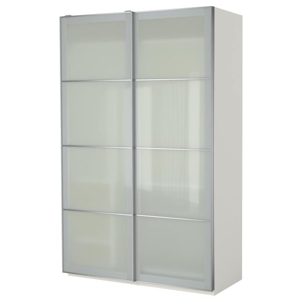 Гардероб, белый, Сэккен матовое стекло, 150x66x236 см IKEA ПАКС 293.056.37 - фото 2