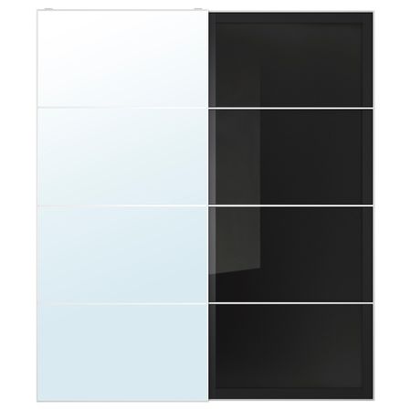 Пара раздвижных дверей, зеркальное стекло, серое стекло 200x236 см IKEA АУЛИ / УГГДАЛЬ 093.112.05
