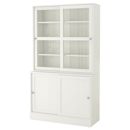 Комбинация с раздвижными дверьми, 121x47x212 см, белый IKEA HAVSTA ХАВСТА 692.659.17