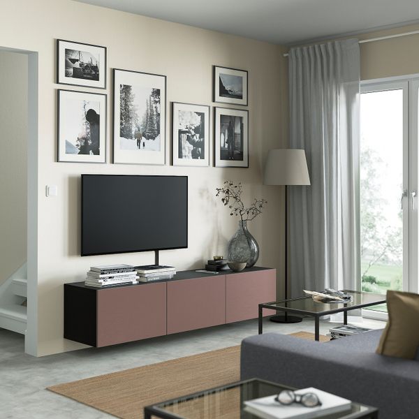 Тумба под ТВ, с дверцами, черно-коричневый/Хёртвикен коричневый 180x42x38 см IKEA BESTÅ БЕСТО 694.328.22 - фото 3