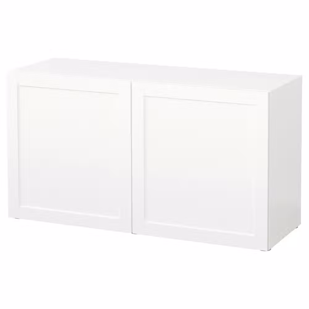 BESTÅ Стеллаж с дверьми - белый/Hanviken белый 120x42x64 см - фото 1