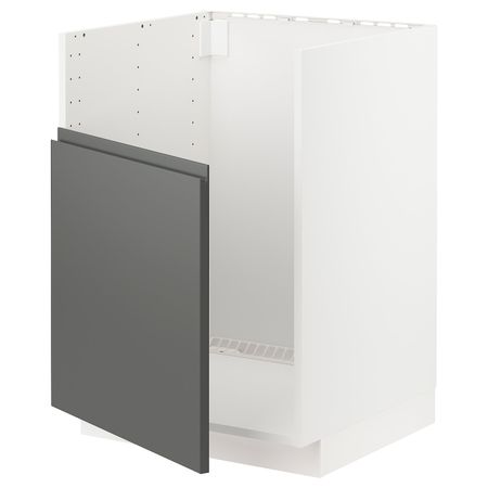 Шкаф под мойку БРЕДШЁН, белый/Воксторп темно-серый 60x60 см IKEA METOD МЕТОД 394.458.83