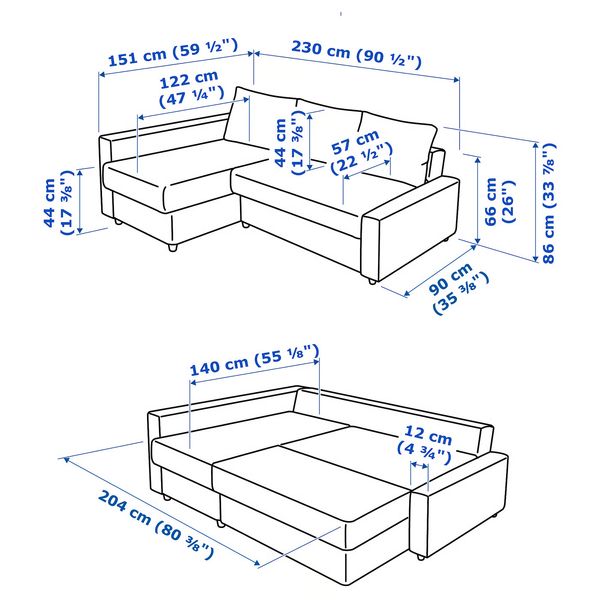 IKEA, дополнительный ракурс - схема-чертеж с размерами