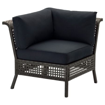 Садовое угловое кресло КУНГСХОЛЬМЕН / КУНГСЭ, черно-коричневый, черный