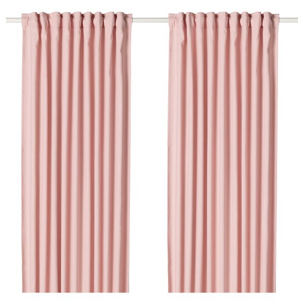Затемняющие гардины, 2 шт., светло-розовый 145x300 см IKEA HANNALENA ХАННАЛЕНА 504.095.48 - фото 1