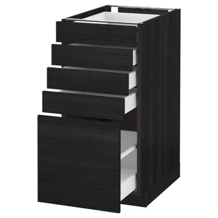 Напольный шкаф с 5 ящиками МЕТОД / МАКСИМЕРА, черный, Тингсрид черный