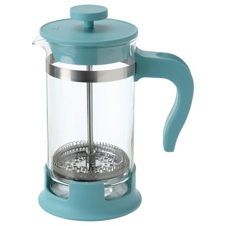 Кофе-пресс, заварочный чайник, стекло/темная бирюза 0.4 л IKEA UPPHETTA УПХЕТТА 804.810.00