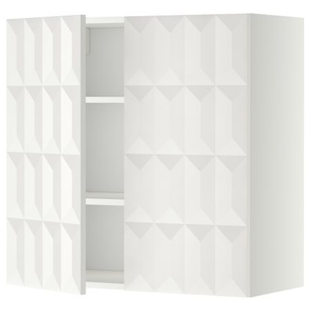 Навесной шкаф с полками, 2 дверцы МЕТОД, белый, Гэррестад белый