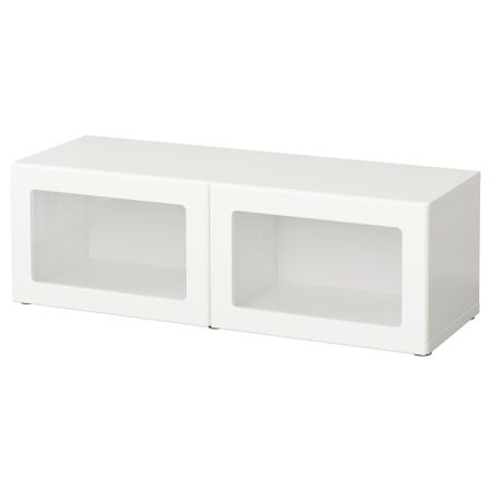 Стеллаж со стеклянная дверьми БЕСТО, Льюсвик белый (120x40x38 см)