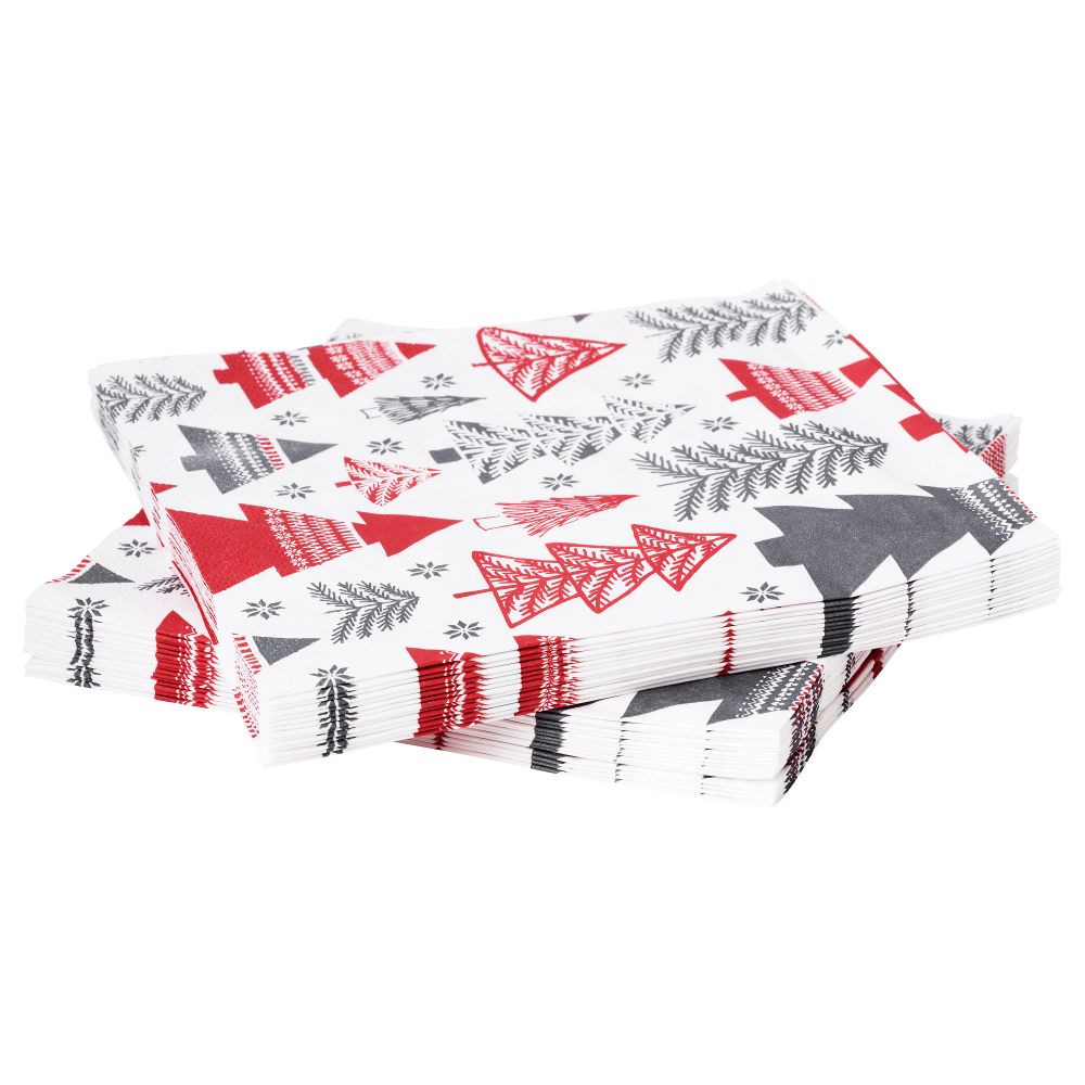 Салфетка бумажная ВИНТЕР 2017, белый серый, красный (33x33 см) - фото 1