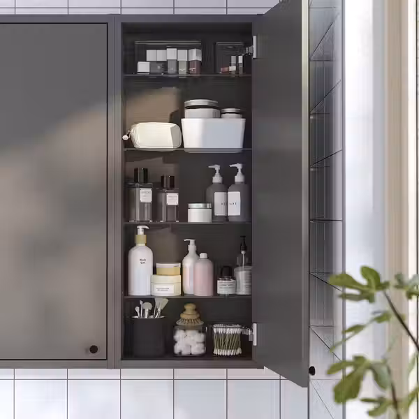 HAVBÄCK Навесной шкаф с дверцей - темно-серый 40x15x95 см - схема-чертеж с размерами