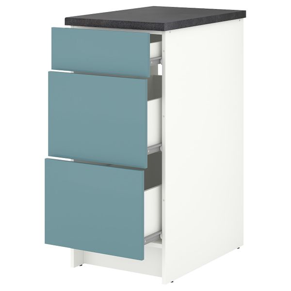 Напольный шкаф с ящиками, глянцевый/синяя бирюза 40 см IKEA KNOXHULT КНОКСХУЛЬТ 504.879.75 - фото 1
