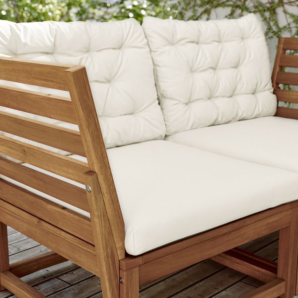 2-местный модульный диван, садовый, с подлокотниками светло-коричневая морилка, Kuddarna бежевый IKEA NÄMMARÖ 894.911.89 - схема-чертеж с размерами