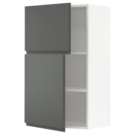 Навесной шкаф с полками/2дверцы, белый/Воксторп темно-серый 60x100 см IKEA METOD МЕТОД 593.101.33