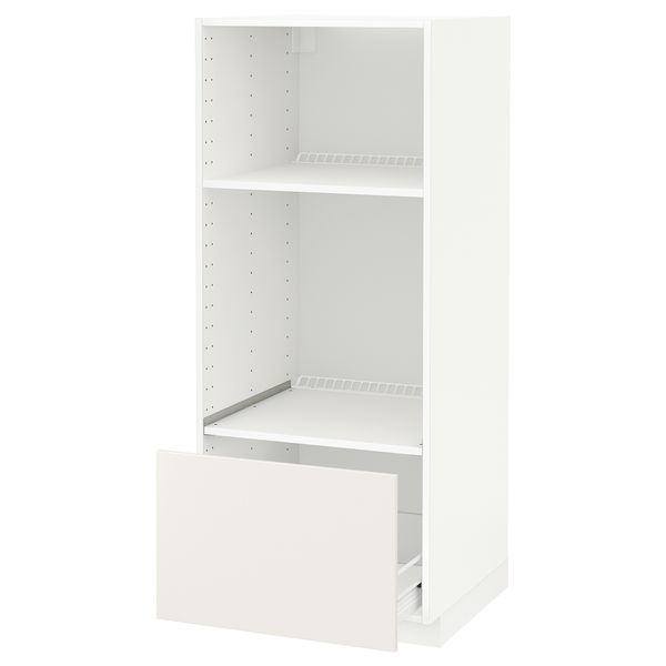 Высокий шкаф с ящиком для духовки/СВЧ МЕТОД / ФОРВАРА, белый, Веддинге белый (60x60x140 см) - схема-чертеж с размерами