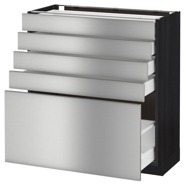 Напольный шкаф с 5 ящиками МЕТОД / МАКСИМЕРА, черный, Гревста нержавеющ сталь - схема-чертеж с размерами