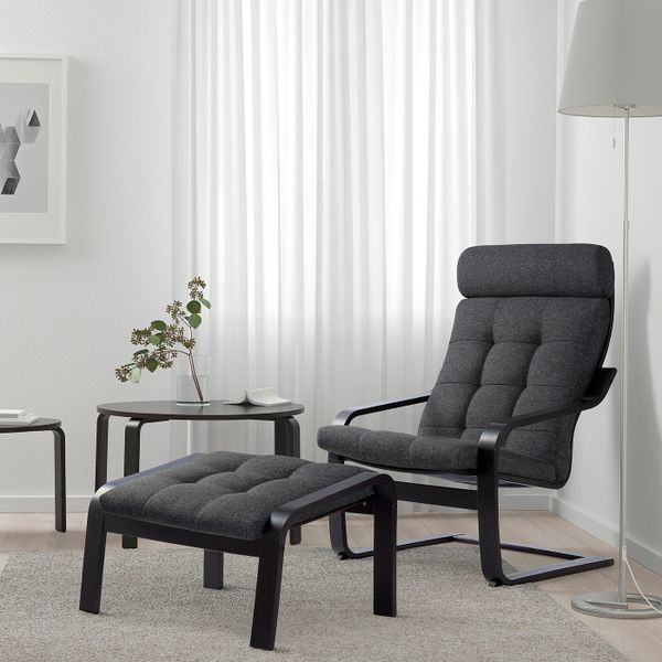 Кресло, черно-коричневый/Гуннаред темно-серый IKEA POÄNG ПОЭНГ 694.372.21 - фото 2