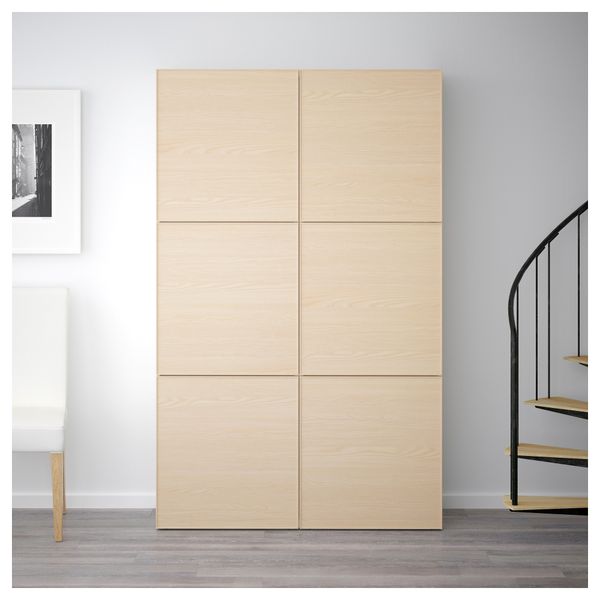 Комбинация для хранения с дверцами БЕСТО, белый, Инвикен ясеневый шпон (120x40x192 см) - фото 2